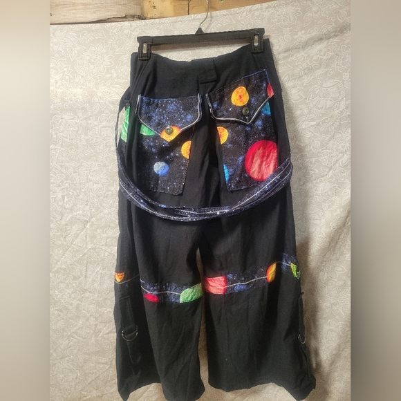 Space themed wide leg OOAK goth raver pants handmade y2k - Picture 2 of 13